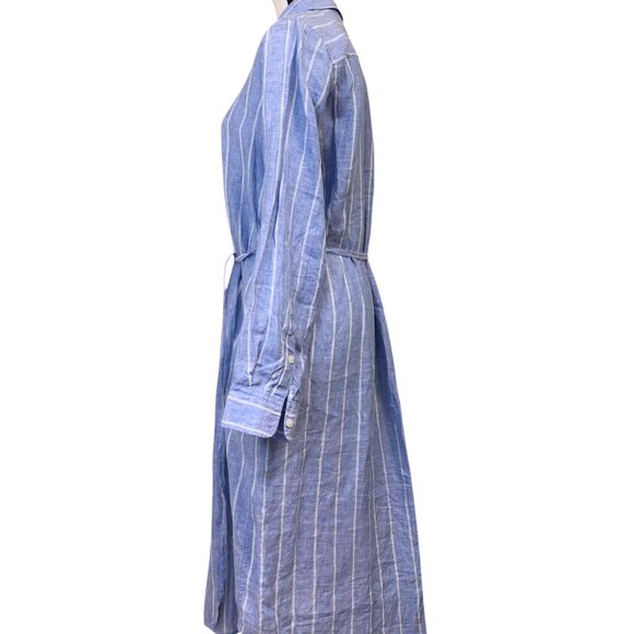 ARKET Baby Blue & White Vertical Stripe Linen Dress (6) - Picture 2 of 4